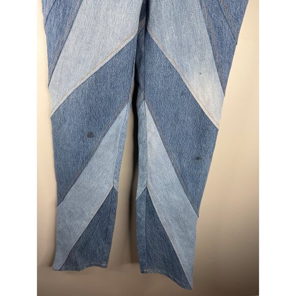 NEW EB DENIM Vien Straight Leg Patchwork Jeans Size S - Picture 4 of 8